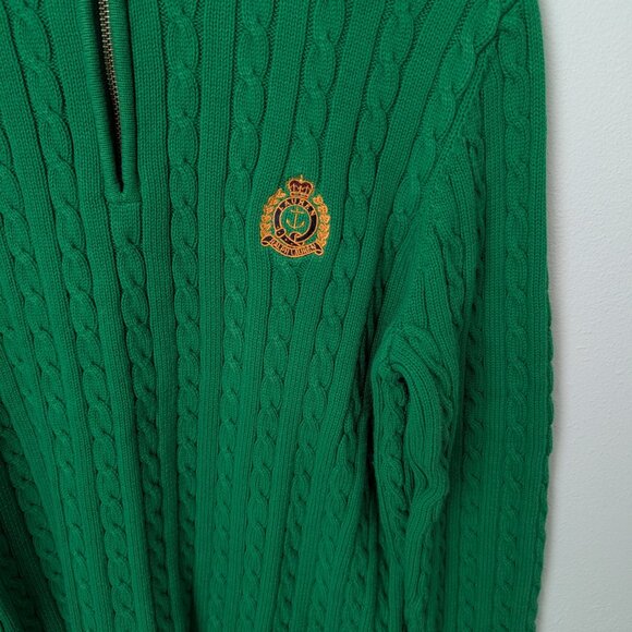 Lauren Ralph Lauren Green Half Zip Sweater, Medium Petite - Picture 5 of 6